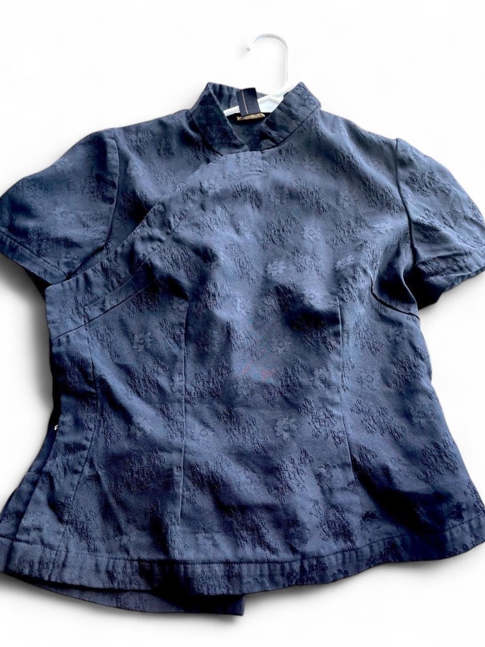 Comme des Garcons Navy Floral Jacquard Short-Sleeve Jacket